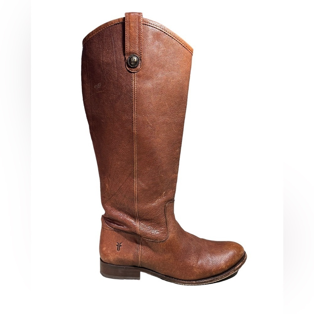 FRYE Melissa Tall Tan Riding Vintage leather Pull on Boots Size 8.5 Made Mexico